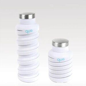 Que Collapsible Travel Water Bottle 20 Oz. White/Light Gray